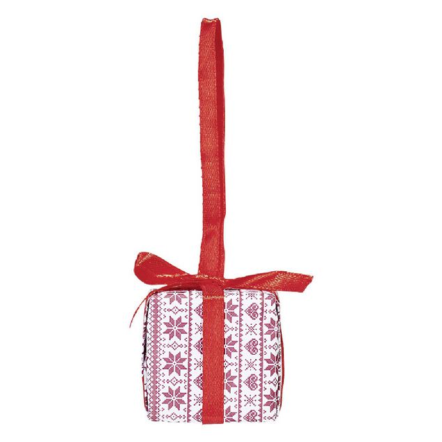 Supension forme cadeau de Noël rouge blanc x 4
