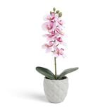 Pot orchidée artificielle blanche et rose H31cm