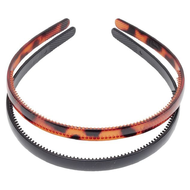 Serre t&ecirc;te plastique noir et marron x2