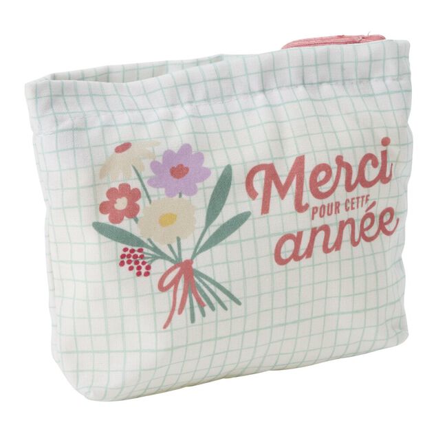 Pochette remerciement tissu Merci pour cette ann&eacute;e 15x20cm (3 mod&egrave;les)