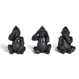 Lot de 3 statues gorille plastique noir L9x8xH13cm