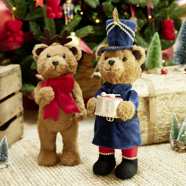 Ourson de No&euml;l &agrave; poser 19,5x14xH48cm (2 mod&egrave;les)