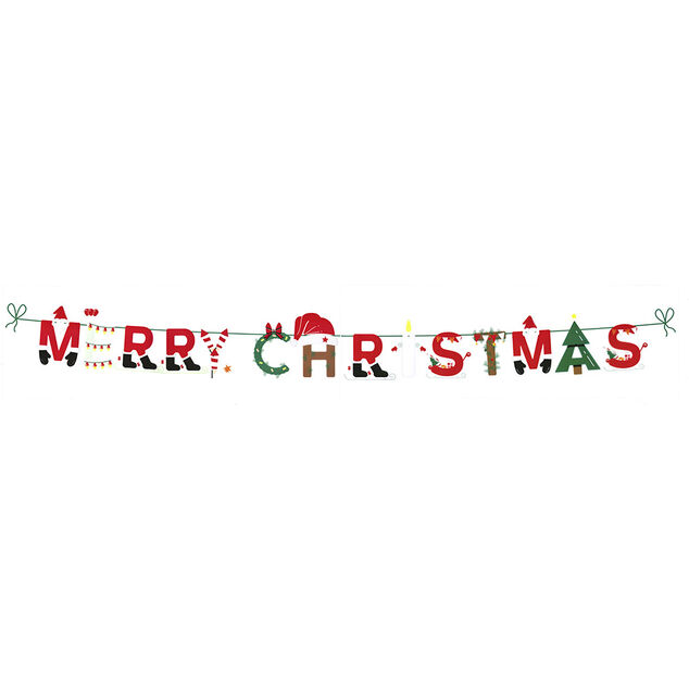 D&eacute;coration fen&ecirc;tre No&euml;l &eacute;lectrostatique frise Merry Christmas 120x20cm