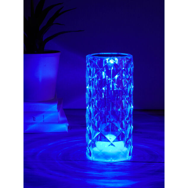 Lampe LED RGB tactile design cristal avec télécommande Ø7,5xH15,5cm
