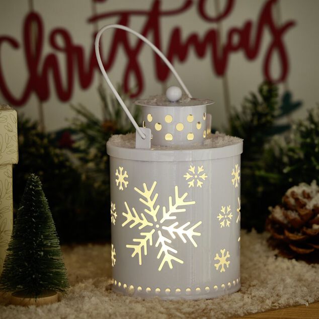 Lanterne de Noël lumineuse plastique Ø8xH15cm (2 modèles)