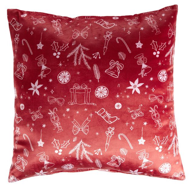 Coussin carr&eacute; imitation velours imprim&eacute; No&euml;l L45X45XH10 cm (4 mod&egrave;les)