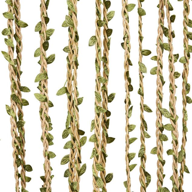 Rideau de porte jute feuillage vert 90xH200cm