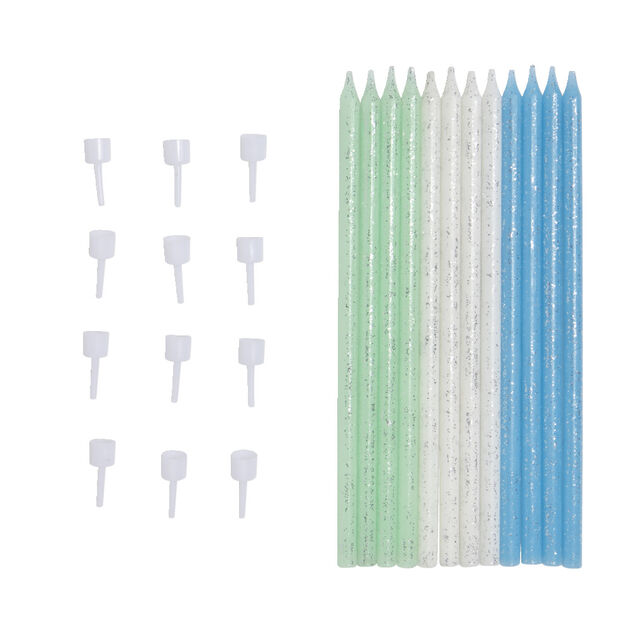 Bougie anniversaire longue bleue x12