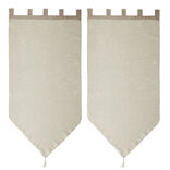 Vitrage &agrave; pattes voile uni taupe finition pointe pompon 60x160 cm x2