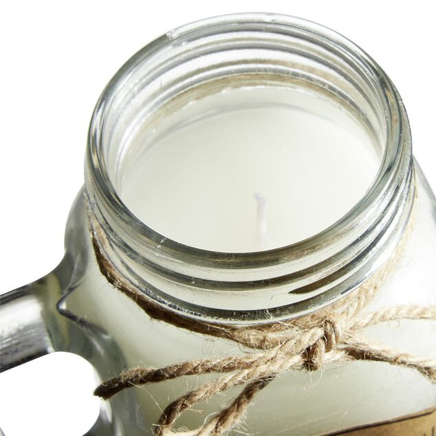 Bougie blanche dans mug en verre avec couvercle - Senteur magnolia patchouli