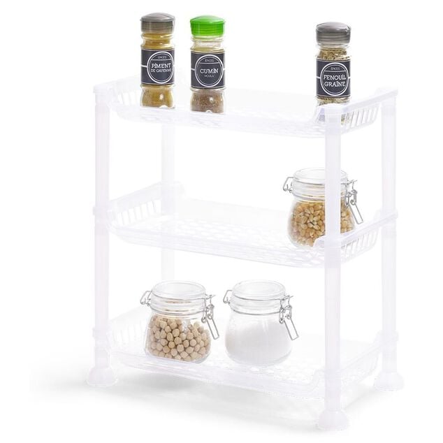 &Eacute;tag&egrave;re &agrave; poser 3 niveaux plastique transparent 32,5x18xH.33,5cm
