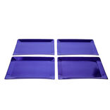 Plateaux de pr&eacute;sentation rectangulaire x4 carton m&eacute;tallis&eacute; bleu 28x38cm
