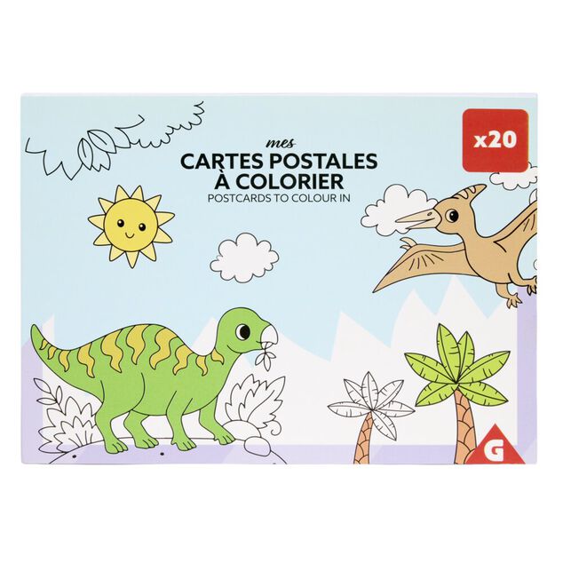 Carte postale &agrave; colorier x20 en papier 16,5x12cm (2 mod&egrave;les)