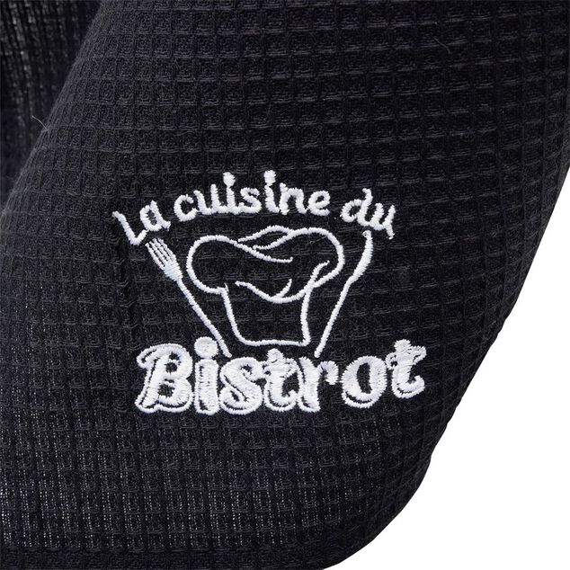 Torchon brodé La cuisine du Bistrot noir x2 - 100% coton 45x70cm
