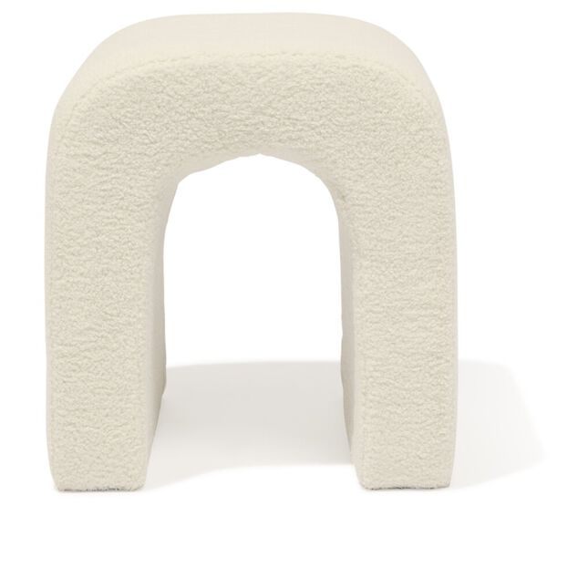 Bout de canap&eacute; Joseph curly effet laine boucl&eacute;e blanc - L40xP40xH45 cm