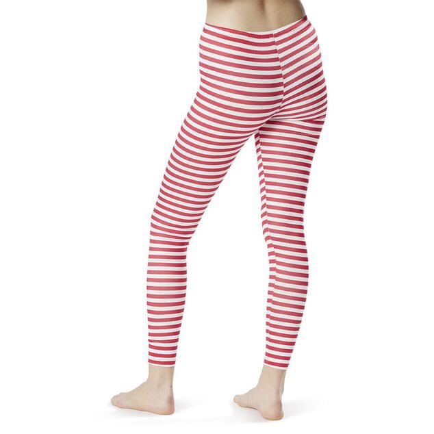 Legging No&euml;l &agrave; rayures rouge et blanc