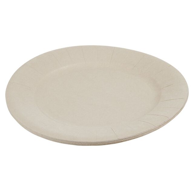 Lot de 10 assiettes en carton uni lin &Oslash;18 cm