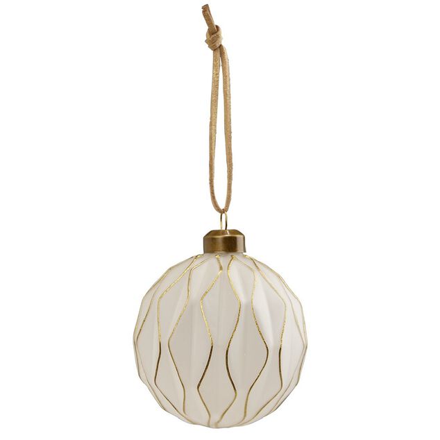 Boule de No&euml;l en verre dor&eacute;e et blanc &Oslash;8cm