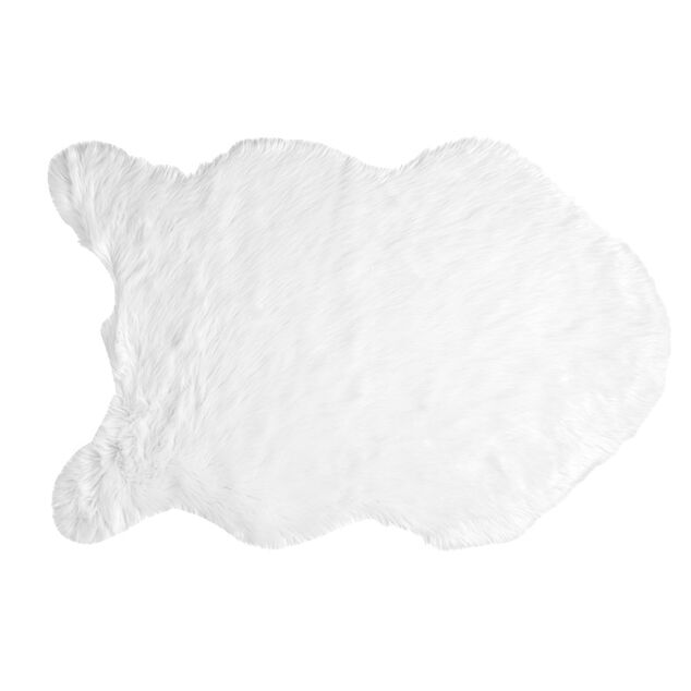 Tapis blanc fourrure forme peau de b&ecirc;te 150x100cm