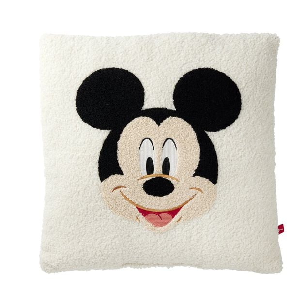Coussin carré Disney bouclette motif personnage brodé 40x40cm (2 modèles)