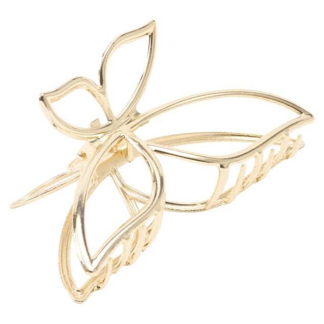 Pince cheveux papillon m&eacute;tal dor&eacute; L13cm