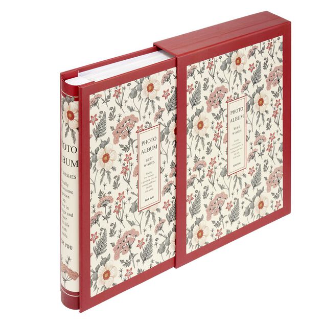 Album photo motif fleur 21x26cm - 2 mod&egrave;les rouge ou bleu