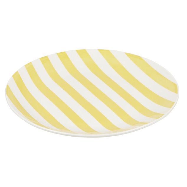 Assiette à dessert porcelaine rayure bicolore Ø16cm