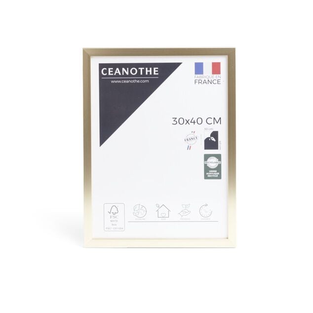 Cadre photo r&eacute;sine dor&eacute;e 32,7x42,7cm pour photo 30x40cm