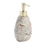 Distributeur de savon effet pierre plastique gris et marron 8,5xH18cm