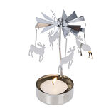 Photophore caroussel renne de Noël gris argenté