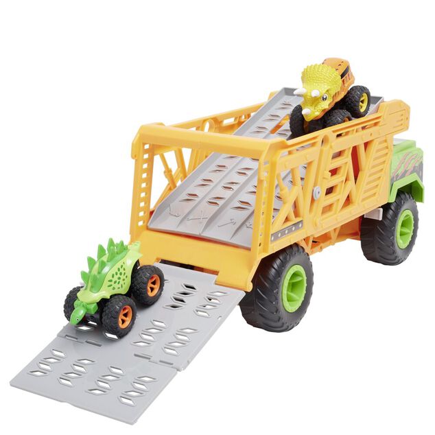 Camion transport pour 8 voitures dinosaures racing 48x18xH30cm