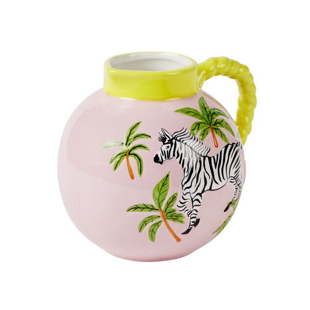 Vase pichet c&eacute;ramique motif animal tropical &Oslash;14,5xH21cm (2 mod&egrave;les)