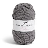 Pelote fil &agrave; tricoter 110m Salsa Cheval Blanc coton et acrylique gris 50g