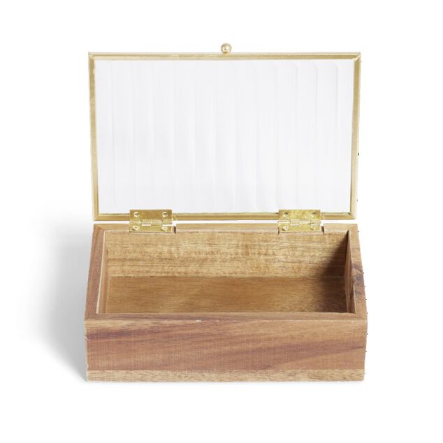 Bo&icirc;te bois d'acacia et verre taille S 15x10x4,6cm