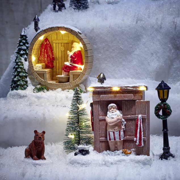 Scène Père Noël détente lumineux dans spa ou jacuzzi L10,5xH10cm (2 modèles)