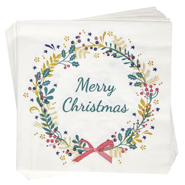 Serviette en papier motif Couronne de Noël x20