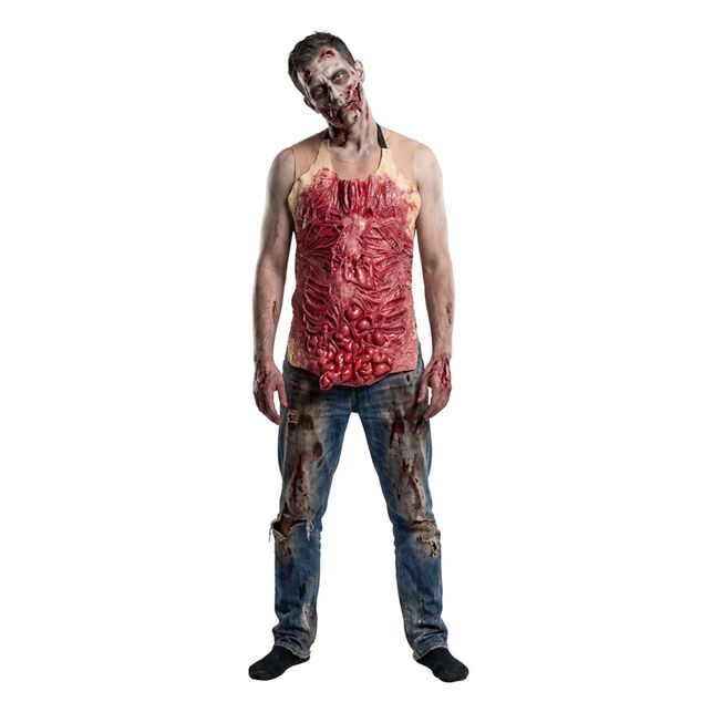Buste de zombie Halloween en latex avec sang tablier taille unique 38x70cm
