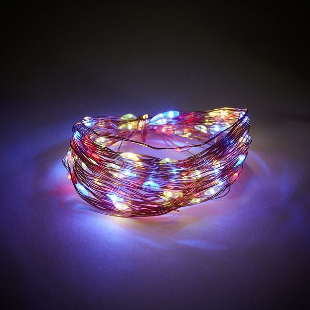 Guirlande &eacute;lectrique solaire mini-boule 100 microLED multicolore 7,4m