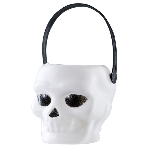 Mini seau forme t&ecirc;te de mort blanc et noir x6