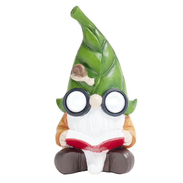 Nain de jardin gnome avec yeux lumineux 10,5x9,5xH20cm