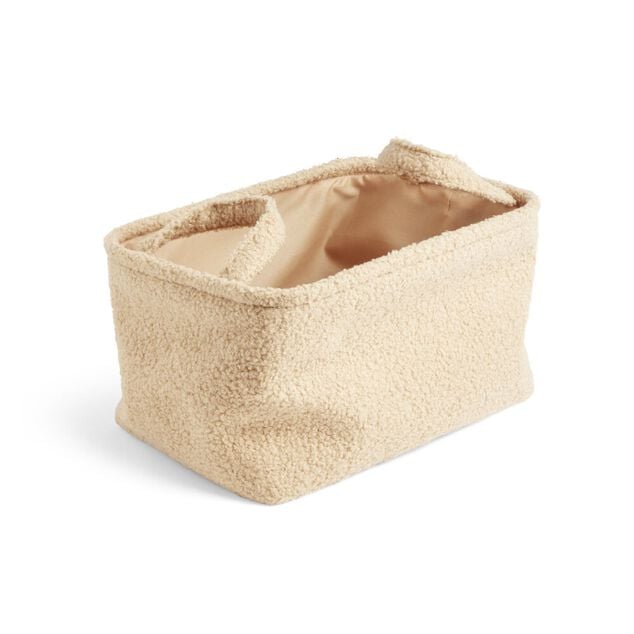 Pani&egrave;re laine boucl&eacute;e beige 32x22xH18cm