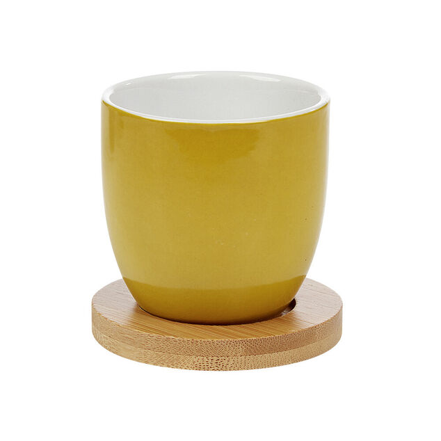 Gobelet &agrave; expresso avec sous tasse en bambou x4