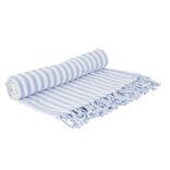 Fouta de plage 2 personnes rayures bayad&egrave;res 180x180cm (2 mod&egrave;les bleu ou beige)