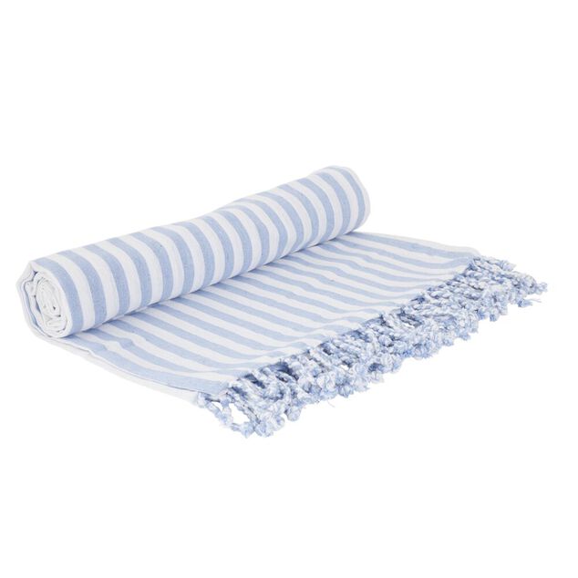 Fouta de plage 2 personnes rayures bayad&egrave;res 180x180cm (2 mod&egrave;les bleu ou beige)