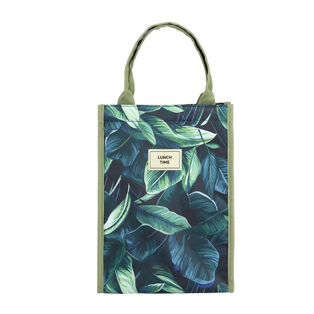 Sac isotherme 13L motif feuillage exotique vert 24x15xH33cm