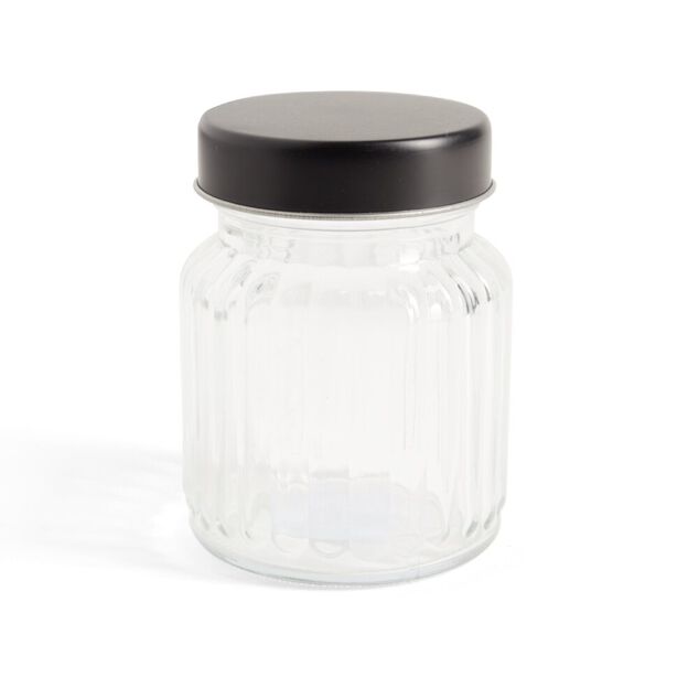 Bonbonni&egrave;re en verre 300ml couvercle m&eacute;tal noir