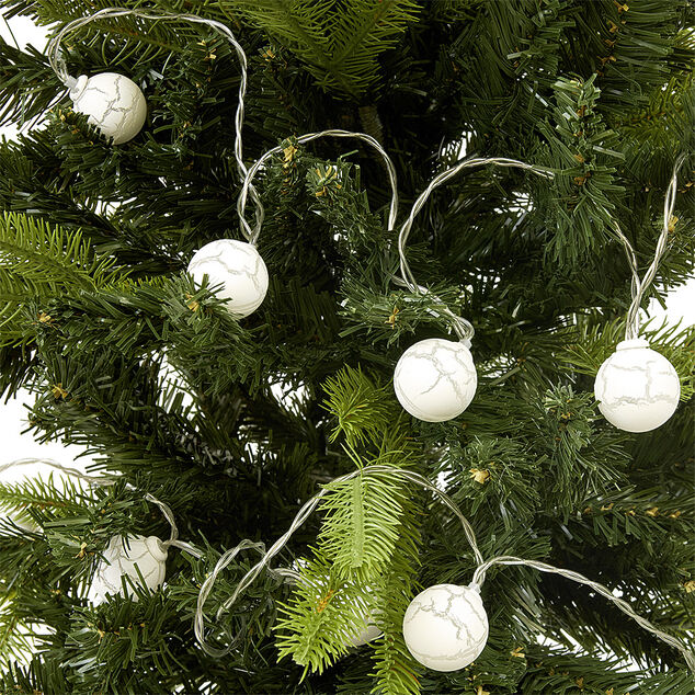 Guirlande lumineuse de No&euml;l boule effet craquel&eacute; blanc 20 led