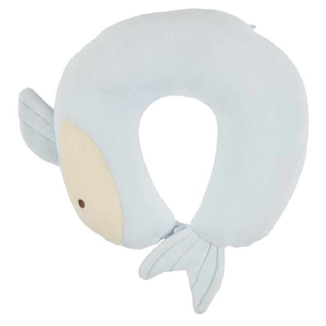 Peluche 2en1 coussin de voyage baleine bleu