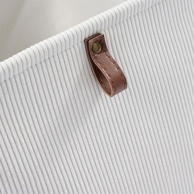 Panière Box Cube effet velours 31x31x31cm blanc