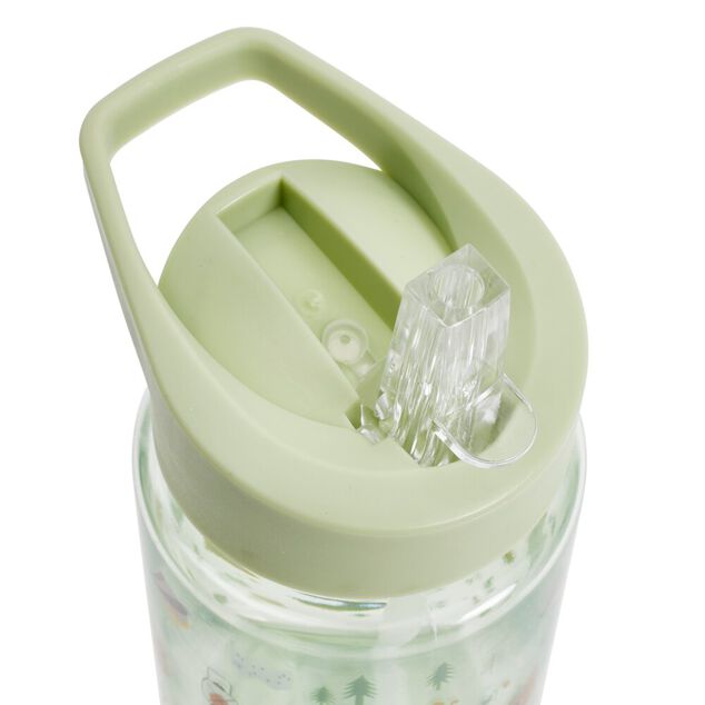 Gourde enfant 450ml plastique vert motifs for&ecirc;ts &Oslash;7xH16,5cm